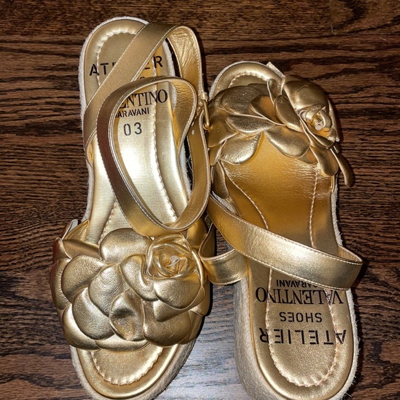 BNIB VALENTINO GARAVANI ATELIER 03 ROSE EDITION GOLD WEDGE ESPADRILLES 10 US - Picture 9 of 10